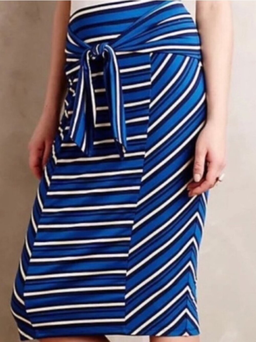 Anthropologie Lilka Tideline Blue striped pencil skirt Large